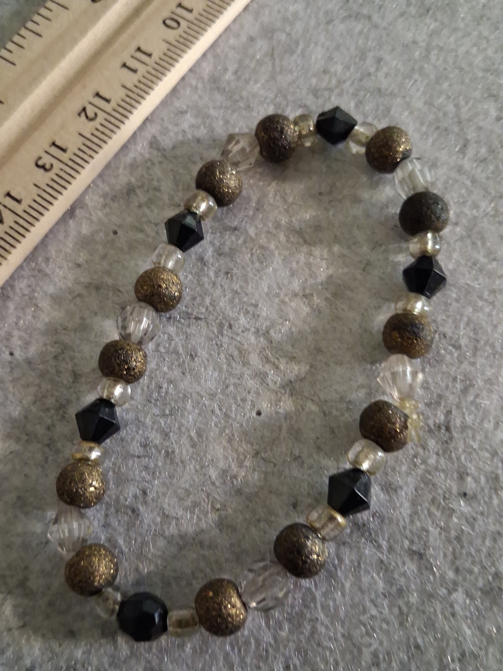 Beaded Black Gold and Clear Braceler